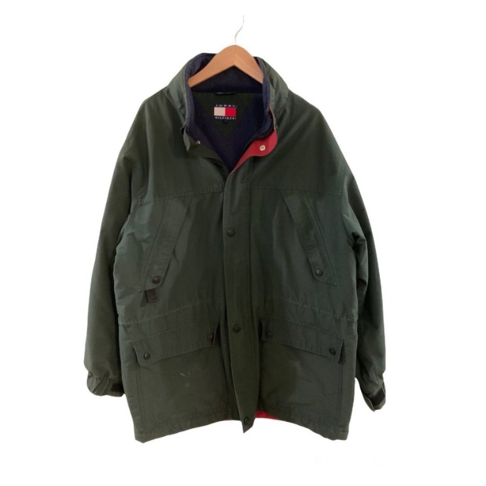 Vintage TOMMY HILFIGER Fleece lined Green Parka Coat. Size M
